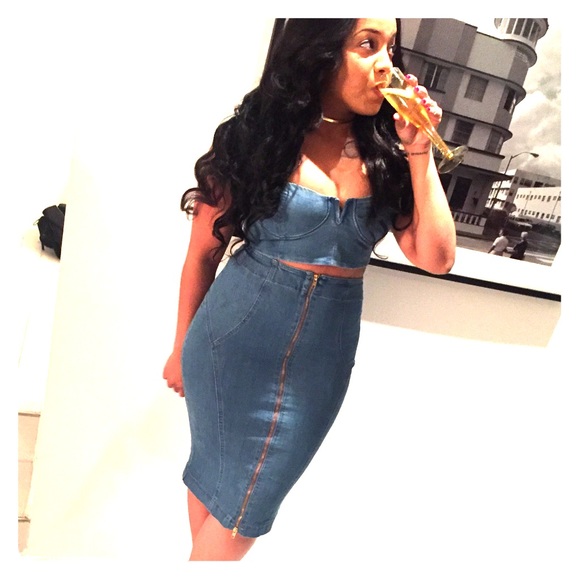 denim 2 piece outfit